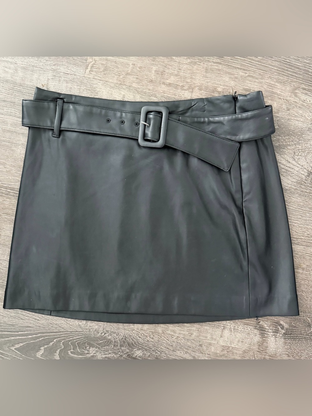 Express Black Faux Leather Belted Mini Skirt